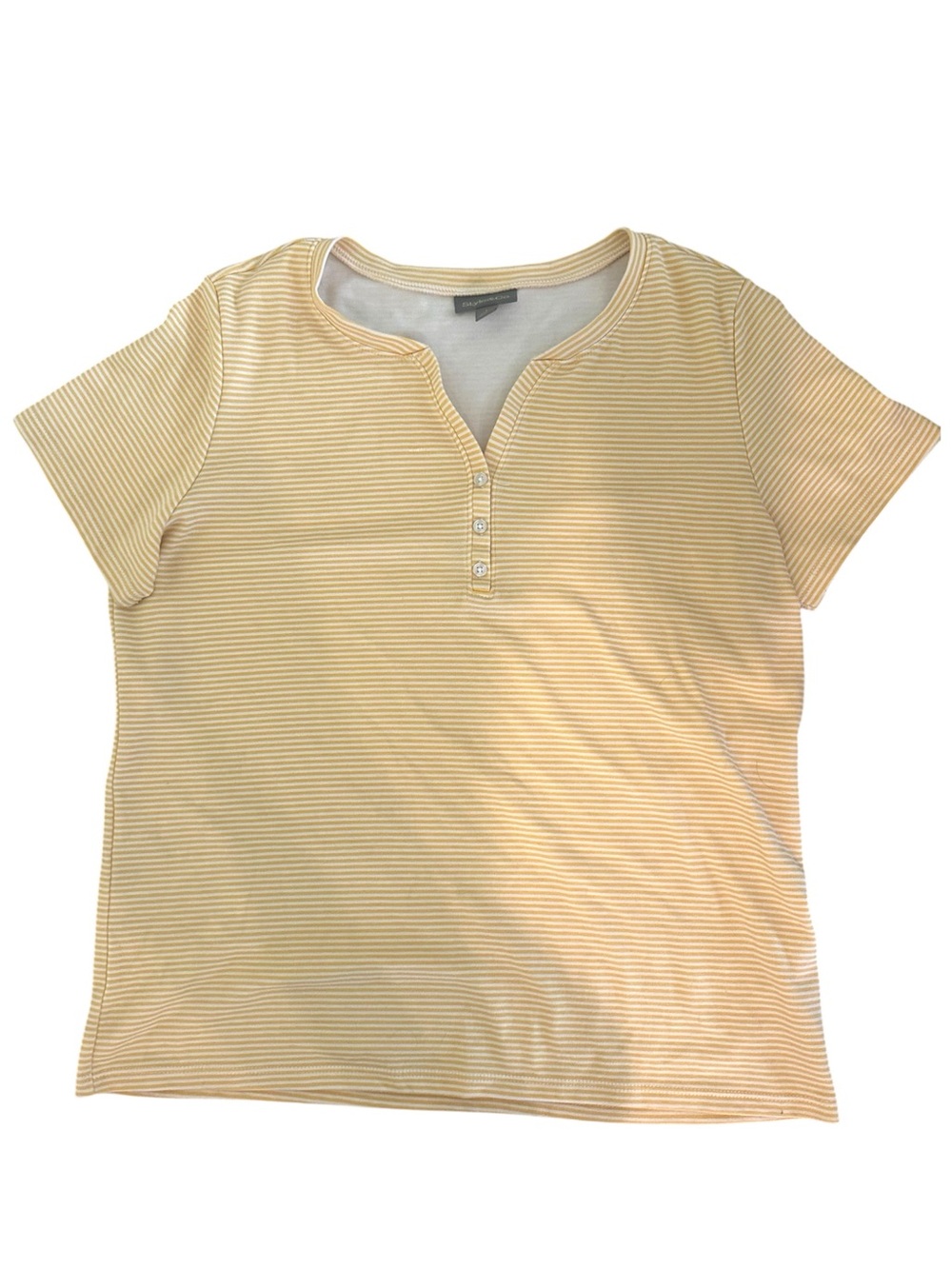 Style&Co. Yellow Striped SS Top (L)
